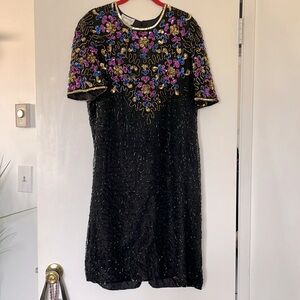 Vintage 80s Sequin Bead Embellishments Dress